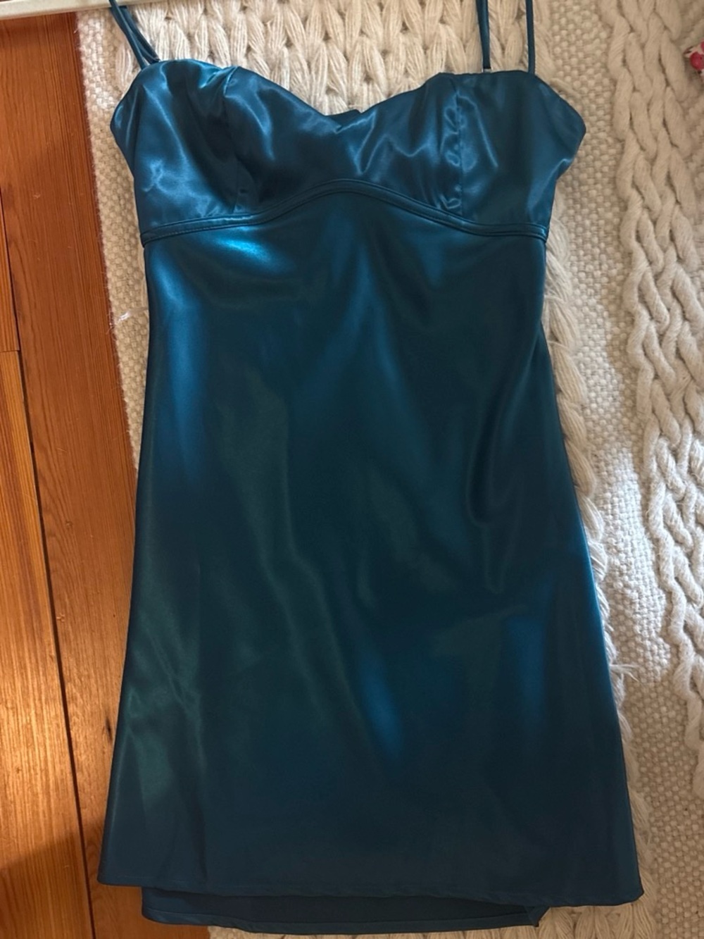 Lucy in the Sky Teal Satin Slip Dress